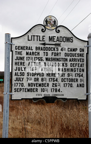 Poco prati. Generale della Braddock 4° camp su marzo a Fort Duquesne Giugno 17, 1755. Foto Stock