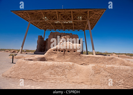 Costruzione di rovine, Casa Grande Ruins National Monument, Coolidge, Arizona, Stati Uniti d'America Foto Stock