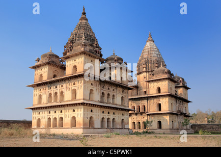 Chhattri (royal cenotaphs), cinque-seicentesco, Orchha, Madhya Pradesh, India Foto Stock