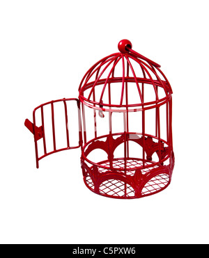 Porta aperta a una birdcage che viene utilizzato per conservare un pet bird confortevole - percorso incluso Foto Stock