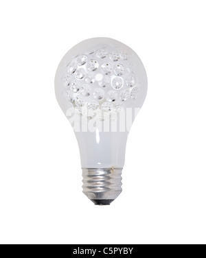 La luce sul golf mostrata da un cristallo pallina da golf lampadina lampadina usato per illuminare una stanza - percorso incluso Foto Stock