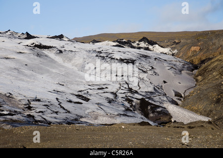 Bordo del ghiacciaio, Eyjafjallajökull, Islanda Foto Stock