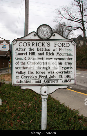 CORRICK DELLA FORD. Gen. R. S. Garnett's force è stato superato in Corrick della Ford, 13 luglio 1861, ha sconfitto e ucciso granato Foto Stock