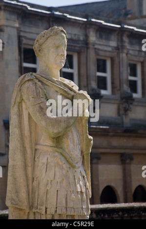 Statua romana presso la camera della pompa, bagno, Inghilterra Foto Stock