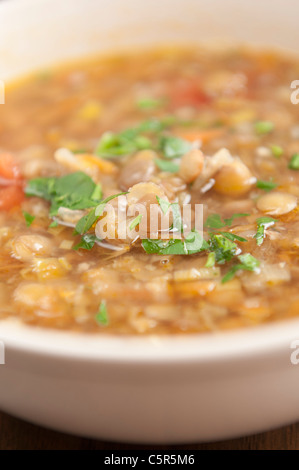 Il bulgaro zuppa di lenticchie con pomodoro, cipolla, aglio - vegetariano Foto Stock