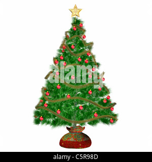 Albero di Natale isolato su uno sfondo bianco Foto Stock