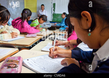 La Scuola media nel Canton Las Pilas, San Ignacio, Chaltenango Reparto, El Salvador Foto Stock