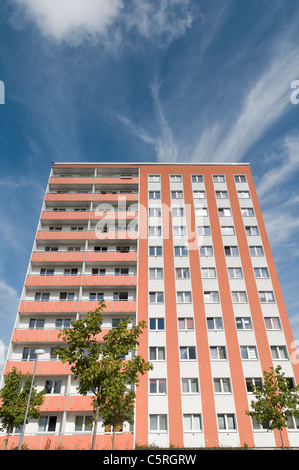 Prefab edificio di appartamenti, alloggi estate, alloggi sociali, simmetria, liquidazione, Jena, Gio Foto Stock