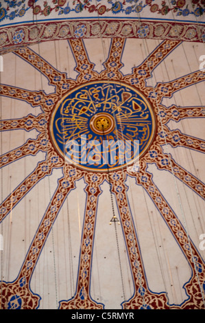 Dipinto sul soffitto, la Moschea Blu, Istanbul, Turchia Foto Stock