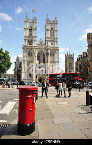 La grande Porta Occidentale, Westminster Abbey, Westminster, City of Westminster, London, Greater London, England, Regno Unito Foto Stock