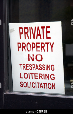 La proprietà privata senza sconfinamenti di presenza prolungata sollecitazione sign in Nashville Tennessee USA Foto Stock