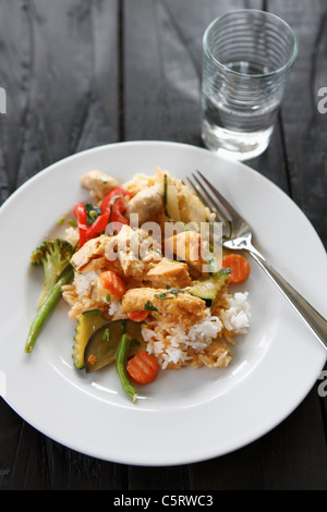 Close up red coconutmilk curry con tofu Foto Stock