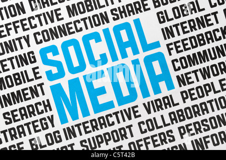 Poster stampato su un social media tema. Immagine ravvicinata. Foto Stock