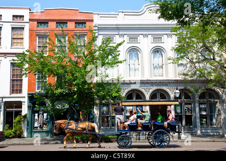 Carrozza a cavallo tour del vecchio Charleston, Carolina del Sud Foto Stock