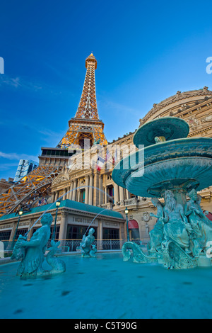 La Fontaine des Mers Paris Las Vegas Casino del crepuscolo, Las Vegas, Nevada, STATI UNITI D'AMERICA Foto Stock