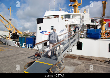 Scillonian III a St Mary;s porto; Isole Scilly Foto Stock