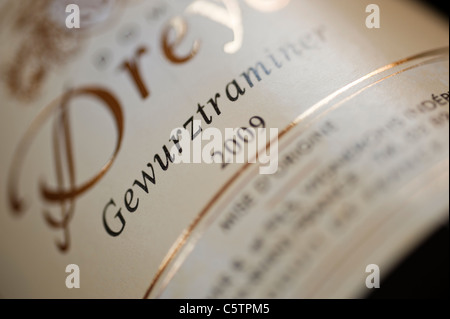 Alsace Grand Cru Pfersigberg Gewurztraminer vino Etichetta flacone closeup Foto Stock