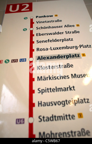 Germania, Berlino, metropolitana mappa, close-up Foto Stock