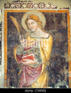 Un affresco nella Chiesa Martyrium all interno della Basilica di Santo Stefano Foto Stock