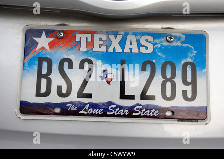 Texas Lone Star State veicolo piastra licenza di stato USA Foto Stock