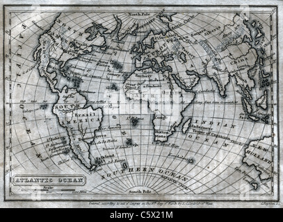Oceano atlantico Antiquario - Bianco e Nero mappa da 'Il secondo libro di storia' Foto Stock