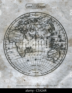 Emisfero Orientale (foglio intero) Antiquario - Bianco e Nero mappa da 'Il secondo libro di storia' Foto Stock