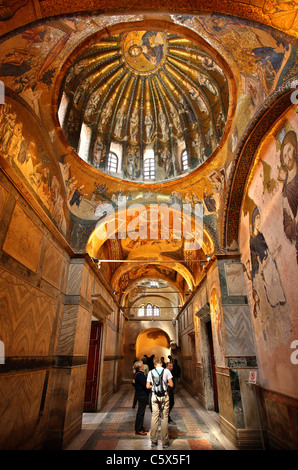 Una delle cupole in Chiesa di Chora, con un bel mosaico di Gesù Cristo ("Pantokrator"), Istanbul, Turchia Foto Stock
