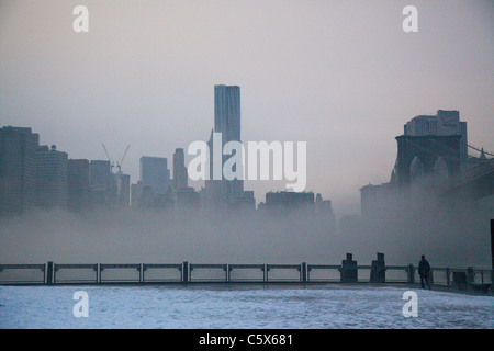 Ponte di Brooklyn Park NYC Foto Stock