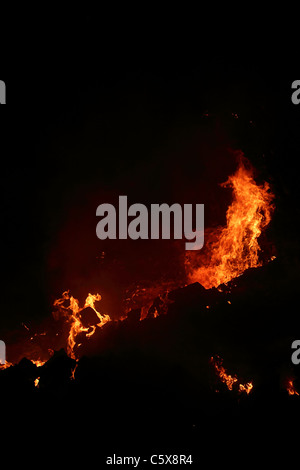 Miniera di carbone di incendi in Jharia, nello stato del Jharkhand, India Foto Stock