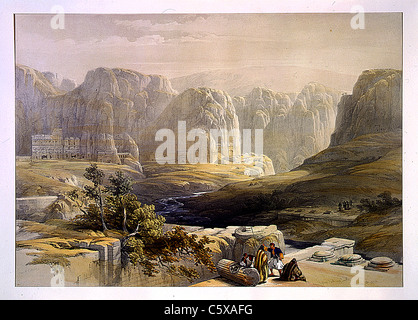 Petra guardando verso sud 9 marzo 1839, Louis Haghe / David Roberts "Terra Santa, Siria, Idumea, Arabia, Egitto e Nubia" Foto Stock