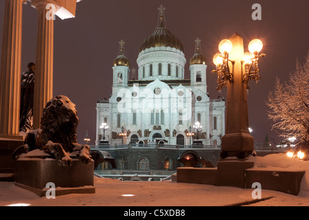 La Cattedrale di Cristo Salvatore dopo la tempesta di ghiaccio, Mosca Foto Stock