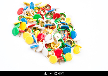 Molte le puntine su sfondo bianco Foto Stock