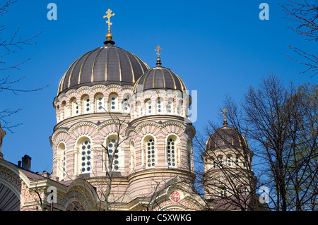 Russo Cattedrale Ortodossa, Riga, Lettonia Foto Stock