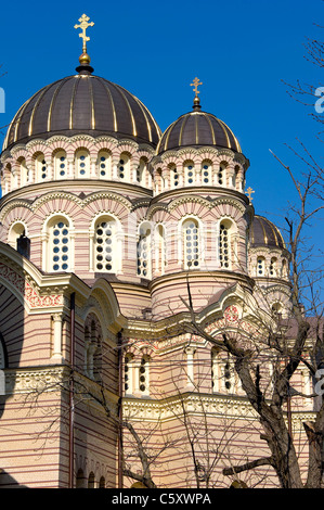 Russo Cattedrale Ortodossa, Riga, Lettonia Foto Stock