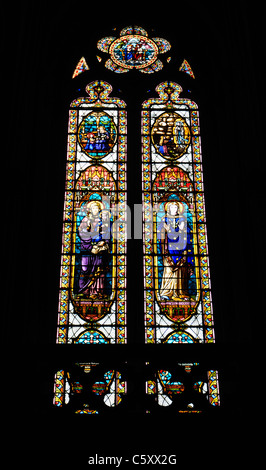 Splendidamente vetro dipinto nella cattedrale di Bordeaux (Cathédral Saint-André de Bordeaux). Foto Stock