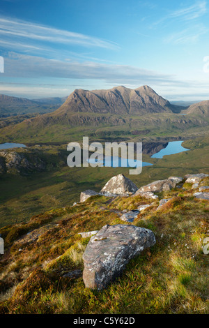 Cul Mor visto da stac Pollaidh, Inverpolly, Ross and Cromarty, Highland, Scotland, Regno Unito. Foto Stock