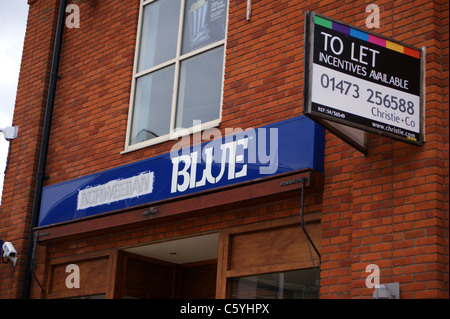 " Norvegesi Blue Bar" con "A LASCIARE" segno, Norwich, Norfolk Foto Stock