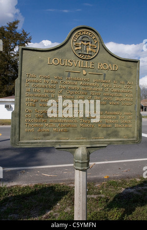 Strada di Louisville. Questa strada è stata istituita in virtù di una legge adottata dal gruppo coloniale aprile 2nd, 1770. Foto Stock