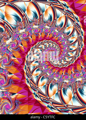 Un colorato frattale a spirale generata usando il ChaosPro programma calcolata Foto Stock