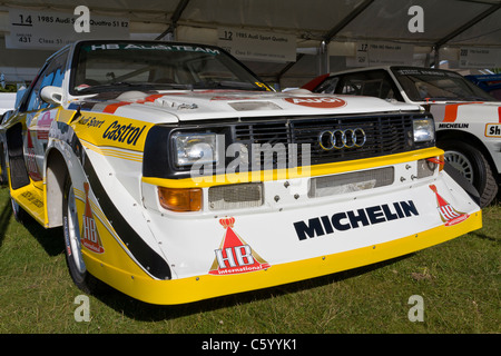 1985 Audi Sport Quattro S1 E2 Gruppo B rally car nel paddock al 2011 Goodwood Festival of Speed, Sussex, Regno Unito. Foto Stock