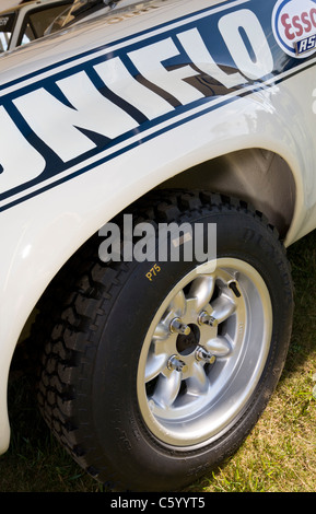 Close up dettaglio del 1972 Ford Escort Mk1 RS1600, Clark/Mason RAC vincitore. 2011 Goodwood Festival of Speed, Sussex, Regno Unito. Foto Stock