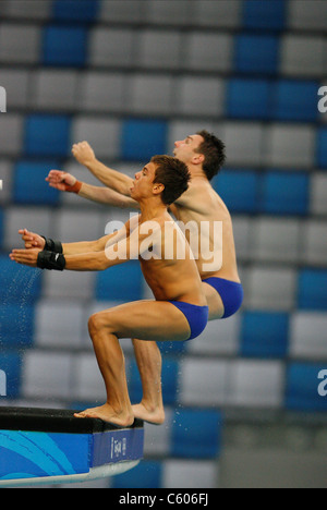 TOM DALEY & BLAKE ALDRIDGE SINCRONIZZATI DIVING lo stadio olimpico di Pechino CINA 09 Agosto 2008 Foto Stock