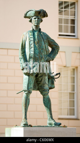 Statua del capitano James Cook nel parco di Greenwich Maritime Museum Foto Stock