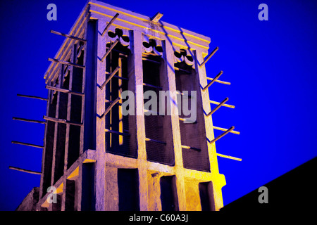 I riflettori torre eolica; Sheikh Sayeed Al Maktoum, Dubai EMIRATI ARABI UNITI Foto Stock