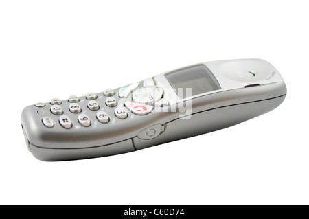 Telefono cordless isolati su sfondo bianco Foto Stock