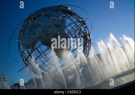 Unisfera e fontane Martedì, Settembre 14, 2010, in Flushing Meadows, New York. Foto Stock