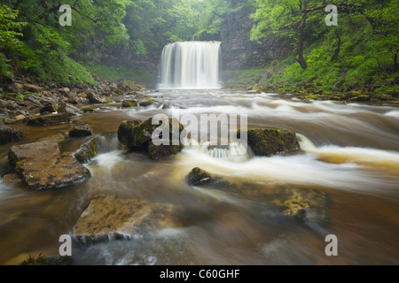 Sgwd yr Eira cascata. Vicino Ystradfellte. Parco Nazionale di Brecon Beacons. La contea di Powys. Il Galles. Regno Unito. Foto Stock