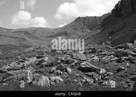 Paesaggio di montagna nella valle Llafar, Snowdonia, Galles Foto Stock