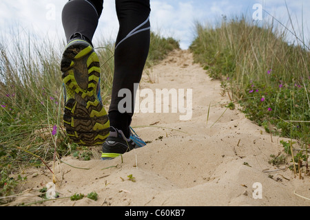 Close up di runner's calzature Foto Stock