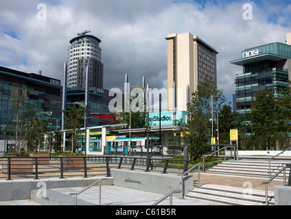 La BBC è di nuovo a casa in Media City, Salford Quays, Manchester Foto Stock